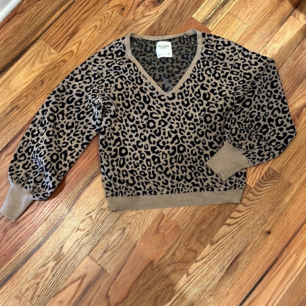 A&F leopard print sweater size medium